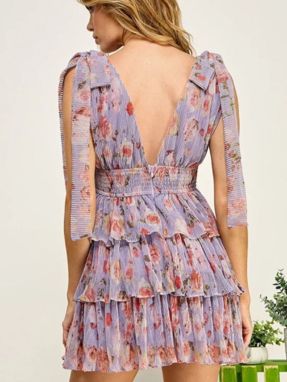 Sweet Lemon Violet Blooms Floral Layered Mini Dress Size Small NWT - Picture 2 of 4